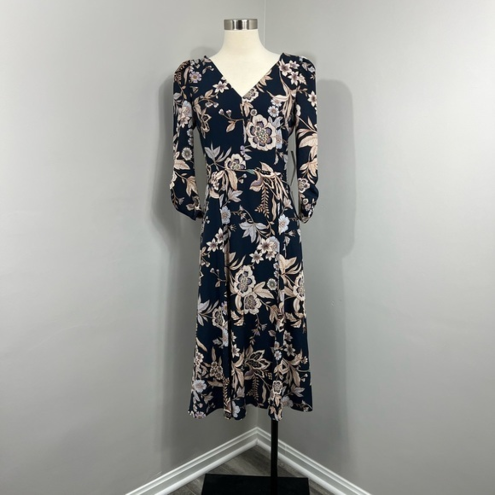 Eliza J‎ Navy Floral Midi Dress